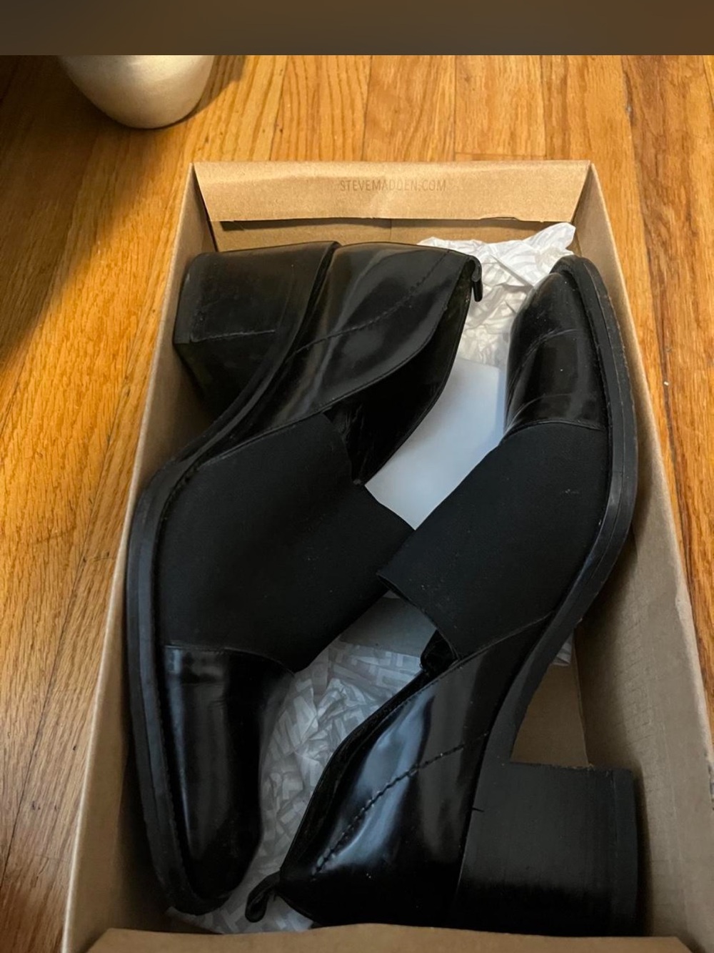 Na Spiga black leather loafers with a 2.5" heel